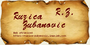 Ružica Zubanović vizit kartica